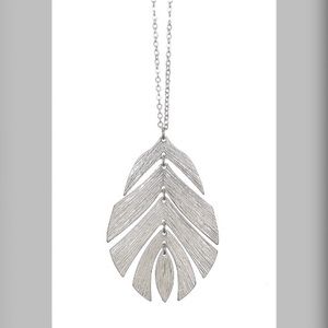 Monstera leaf pendant long necklace